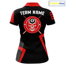 Load image into Gallery viewer, Black &amp; Red Skull Pool 8 Ball Women Billiard Polo &amp; 1/4-Zip Shirt Personalized Ball Billiard Attire NYN2593