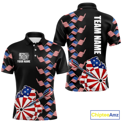 Custom American Flag Pattern Dartboard Darts Polo Shirts For Men Patriotic Darts Team Jerseys NYN2756