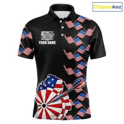 Custom American Flag Pattern Dartboard Darts Polo Shirts For Men Patriotic Darts Team Jerseys NYN2756