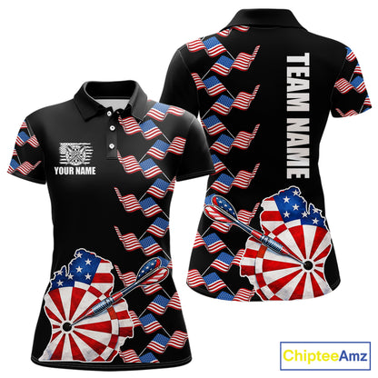 Custom American Flag Pattern Dartboard Darts Polo Shirts For Women Patriotic Darts Team Jerseys NYN2756
