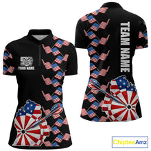 Load image into Gallery viewer, Custom American Flag Pattern Dartboard Darts Quarter-Zip Shirts For Women Patriotic Darts Team Jerseys NYN2756