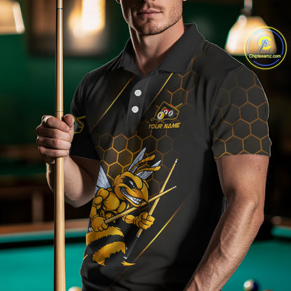 Yellow Hexagon Funny Bee 8 Ball & 9 Ball Pool Billiard Jerseys For Men Custom Billiard Team Appeal NYN2758
