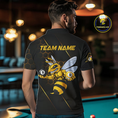 Yellow Hexagon Funny Bee 8 Ball & 9 Ball Pool Billiard Jerseys For Men Custom Billiard Team Appeal NYN2758