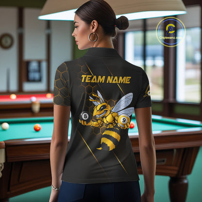 Yellow Hexagon Funny Bee 8 Ball & 9 Ball Pool Billiard Jerseys For Women Custom Billiard Team Appeal NYN2758