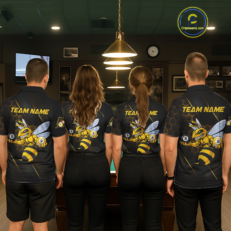 Yellow Hexagon Funny Bee 8 Ball & 9 Ball Pool Billiard Jerseys For Women Custom Billiard Team Appeal NYN2758