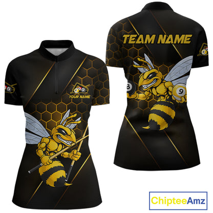 Yellow Hexagon Funny Bee 8 Ball & 9 Ball Pool Billiard Jerseys For Women Custom Billiard Team Appeal NYN2758