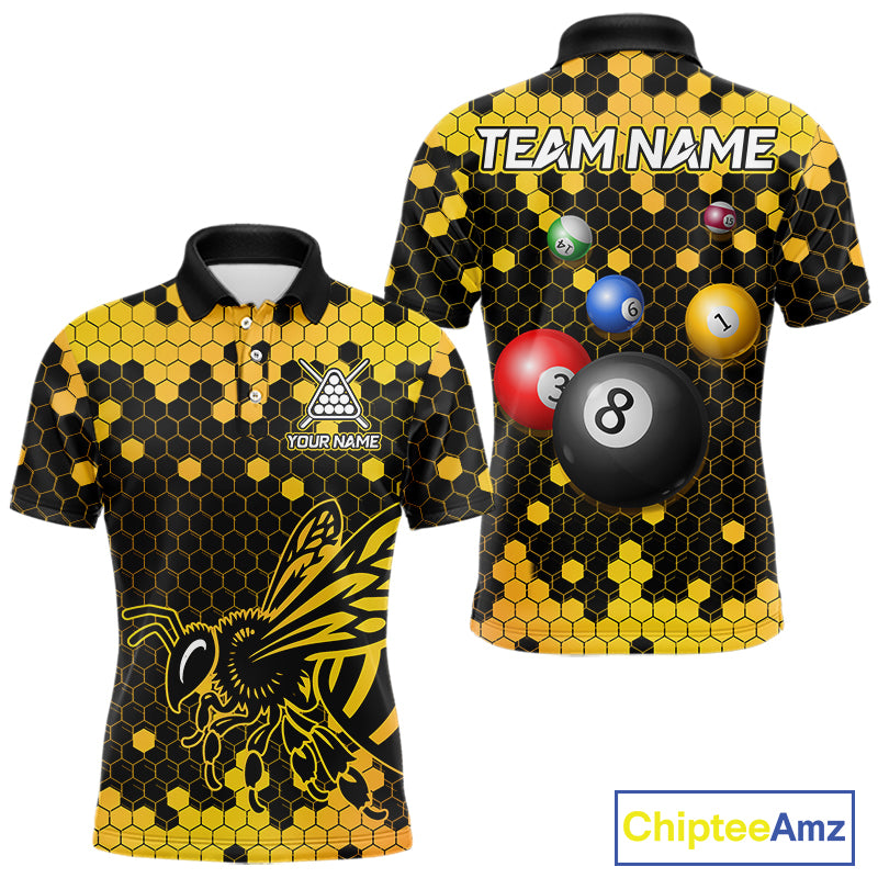 Hexagon Bee 8 Ball Pool Billiard Polo & Quarter-Zip Jerseys For Men Custom Billiard Team Appeal NYN2759