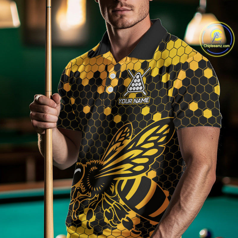 Hexagon Bee 8 Ball Pool Billiard Polo & Quarter-Zip Jerseys For Men Custom Billiard Team Appeal NYN2759