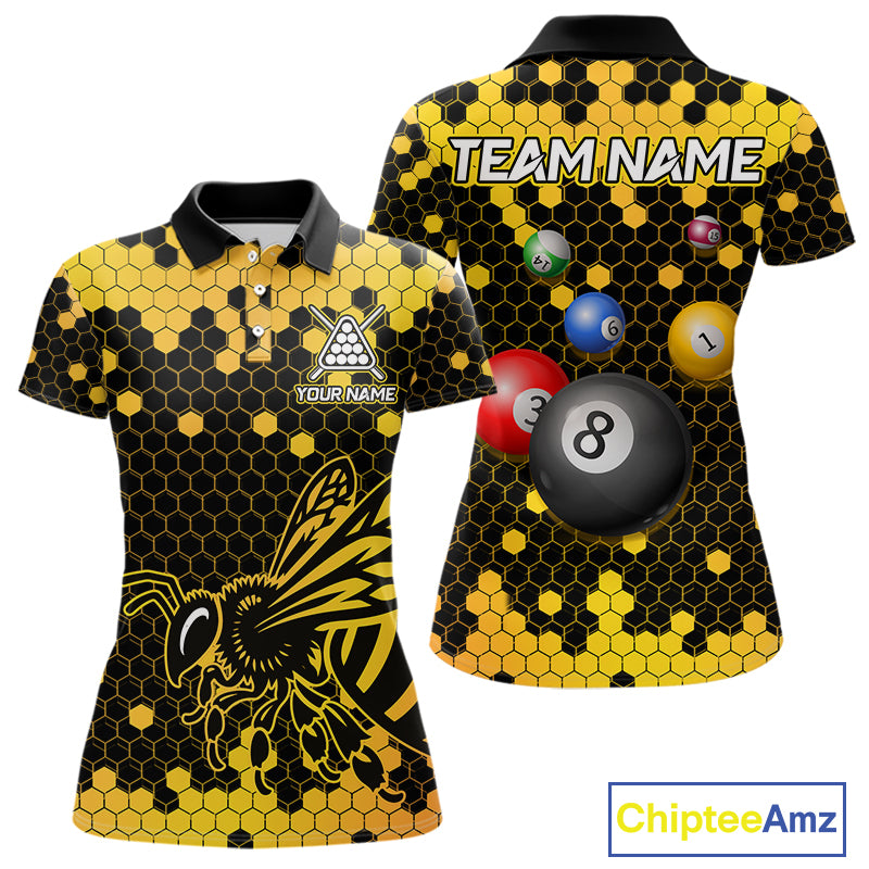 Hexagon Bee 8 Ball Pool Billiard Polo & Quarter-Zip Jerseys For Women Custom Billiard Team Appeal NYN2759