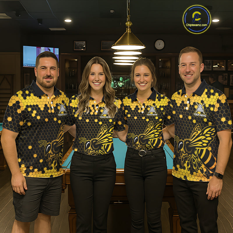 Hexagon Bee 8 Ball Pool Billiard Polo & Quarter-Zip Jerseys For Women Custom Billiard Team Appeal NYN2759