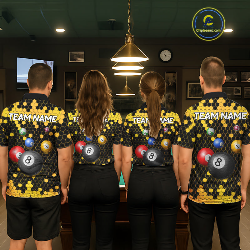 Hexagon Bee 8 Ball Pool Billiard Polo & Quarter-Zip Jerseys For Women Custom Billiard Team Appeal NYN2759