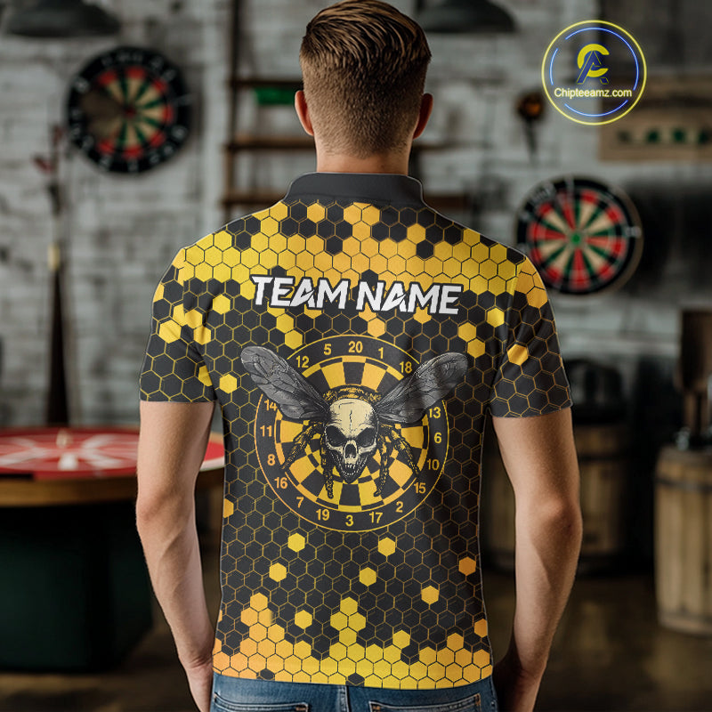 Honeycomb Pattern Bees Skull Dartboards Dart Shirts For Men, Custom Dart Jerseys NYN0053