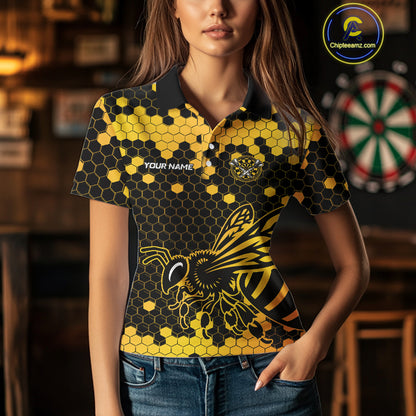Honeycomb Pattern Bees Skull Dartboards Dart Shirts For Women, Custom Dart Jerseys NYN0053
