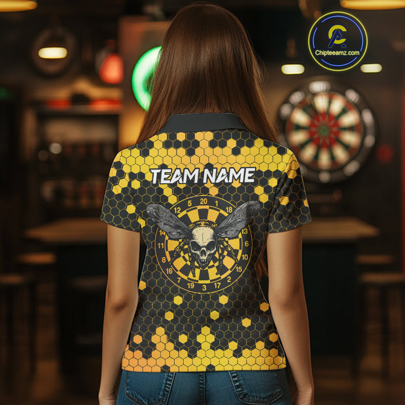 Honeycomb Pattern Bees Skull Dartboards Dart Shirts For Women, Custom Dart Jerseys NYN0053