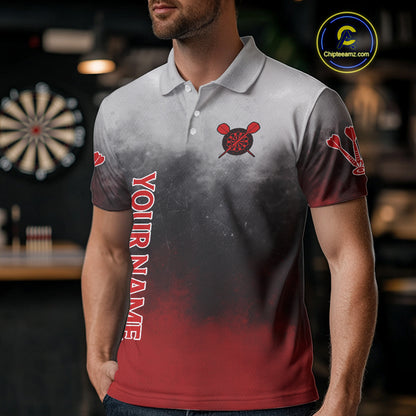 Custom Red And Blue Smoke Dartboards Dart Shirts For Men Grunge Dart Team Jerseys NYN0060
