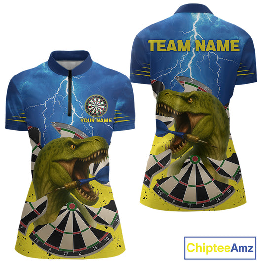 Master Dinosaur Strike Style Funny Darts Shirt For Women - Customizable Name & Team NYN0398