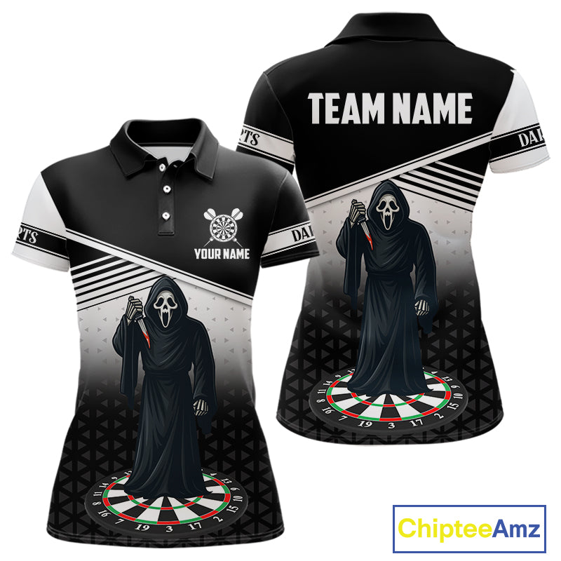 Grim Reaper Dartboard Custom Black Darts Shirt For Women - Personalized Name For Players NYN0673