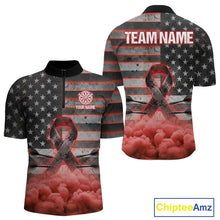 Load image into Gallery viewer, Red Cloud Ribbon US Flag Dart Arrow Custom Breast Cancer Awareness Darts Men Quarter-Zip Shirt NYN1818
