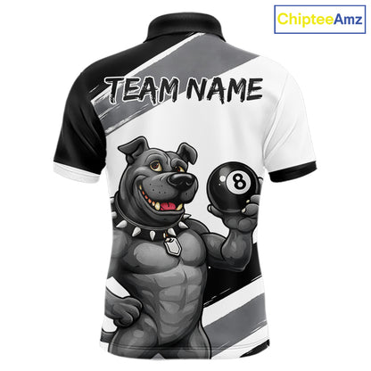 Grey And White Paint Funny Bulldog 8 Ball Billiard Pool Shirt For Men Custom Billiard Team Appeal NYN2765