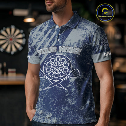 Keep Clam And Plays Dart Custom Blue Grunge Dart Shirts For Men, Dart Team Jerseys NYN0065