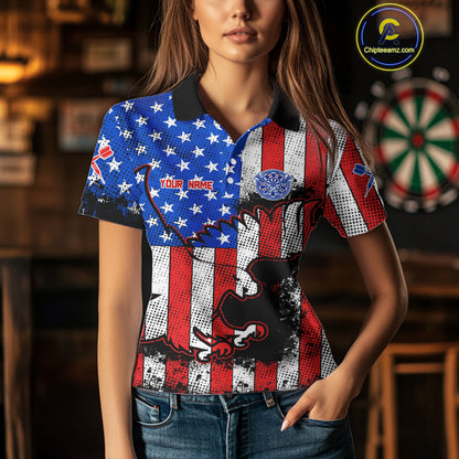 Grunge Eagle US Flag Pattern Custom Dart Shirt For Women, Dart Team Jerseys NYN0214