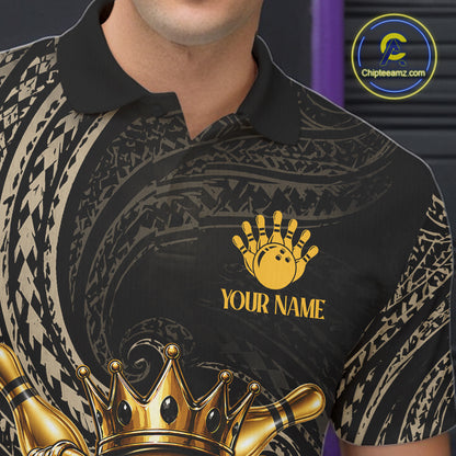 Black And Gold Crown Bowling Ball & Pin Jerseys For Men Custom Claws Skull Bowling Team Attire NYN3170