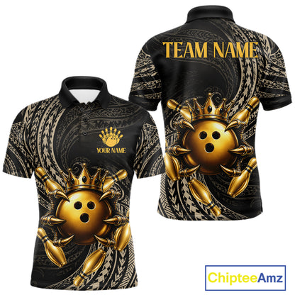 Black And Gold Crown Bowling Ball & Pin Jerseys For Men Custom Claws Skull Bowling Team Attire NYN3170