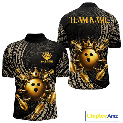 Black And Gold Crown Bowling Ball & Pin Jerseys For Men Custom Claws Skull Bowling Team Attire NYN3170