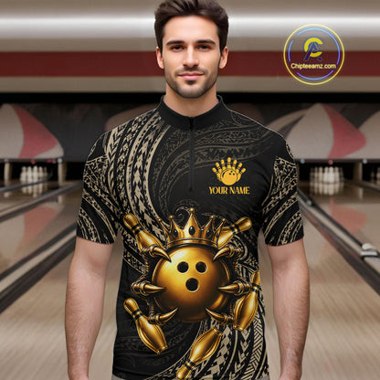 Black And Gold Crown Bowling Ball & Pin Jerseys For Men Custom Claws Skull Bowling Team Attire NYN3170
