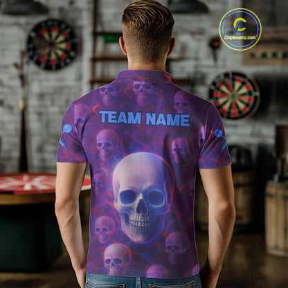 Colorful Lightning Skulls Pattern Darts Shirt For Men - Customizable Name & Team NYN0403