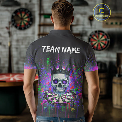 Grunge Pink Ribbon Dartboard Custom Breast Cancer Awareness Darts Polo Shirt For Men NYN1825