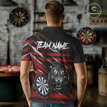 Load image into Gallery viewer, Red Grunge Grey Smoke Tiger Dartboard Custom Dart Polo Shirt Men Dart League Jerseys NYN2087