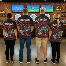 Load image into Gallery viewer, Red Grunge Grey Smoke Tiger Dartboard Custom Dart Polo Shirt Men Dart League Jerseys NYN2087