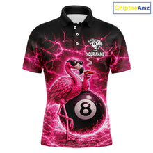 Load image into Gallery viewer, Thunder Pink Funny Flamingo Smokes Pool 8 Ball Men Billiard Shirt Custom Ball Billiard Team Attire NYN2612