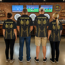 Load image into Gallery viewer, Personalized Black And Gold Wings Dart Arrow Women Darts Polo Shirt Custom Dart Team Jersey NYN2619