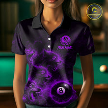 Load image into Gallery viewer, Horror Wolfs Purple Flames Smoke Pool 8 Ball Women Billiard Shirt Custom Ball Billiard Team Attire NYN2621