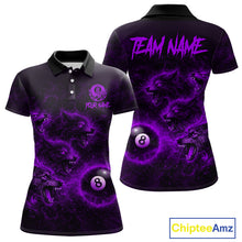 Load image into Gallery viewer, Horror Wolfs Purple Flames Smoke Pool 8 Ball Women Billiard Shirt Custom Ball Billiard Team Attire NYN2621