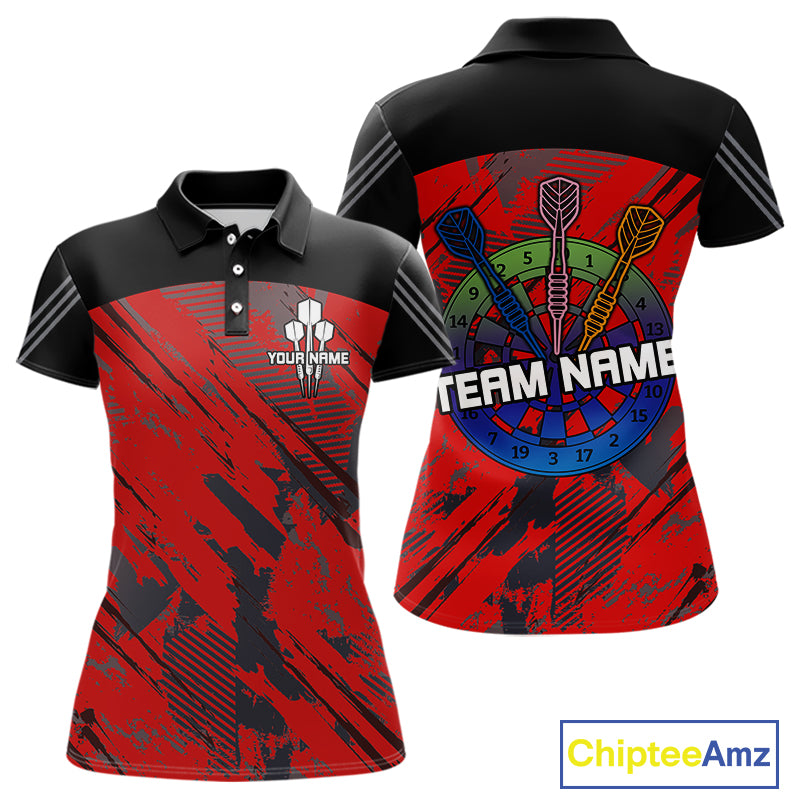 Multi-Color Dartboard Custom Polo & 1/4 Zip Dart Shirt For Women, Dart Team Jerseys NYN0220