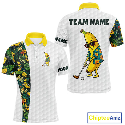 Custom Banaba Golfer Golf Ball Team Attire Tropical Monstera Golf Polo Golf Shirts For Men NYN3178