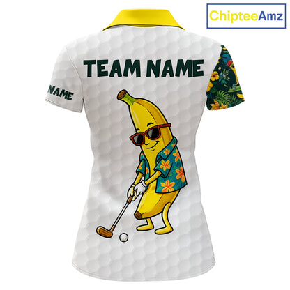 Custom Banaba Golfer Golf Ball Team Attire Tropical Monstera Golf Polo Golf Shirts For Women NYN3178