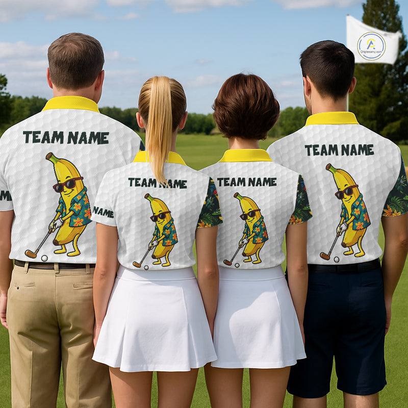 Custom Banaba Golfer Golf Ball Team Attire Tropical Monstera Golf Polo Golf Shirts For Men NYN3178