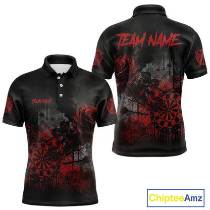 Custom Red Splatter Rose Dartboard Grunge Darts Polo Shirt For Men Outfit Dart Jerseys NYN1832