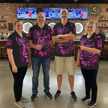 Load image into Gallery viewer, Pink Neon Tiger Lightning Dartboard Men Dart Polo Shirts Custom Name &amp; Team Dart Jerseys NYN2098