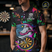 Load image into Gallery viewer, Custom Colorful Bulldog Dartboard 3D Funny Dart Shirts Polo For Men Dart League Jerseys NYN2107