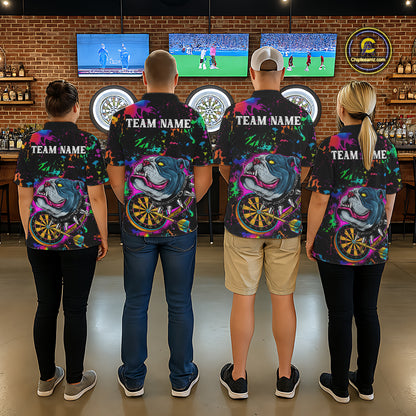 Custom Colorful Bulldog Dartboard 3D Funny Dart Shirts Polo For Women Dart League Jerseys NYN2107