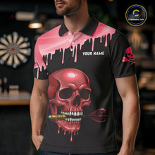Load image into Gallery viewer, Custom Holographic Red Skull Darts Shirt Polo For Men Light Skull Dart League Jerseys NYN2110