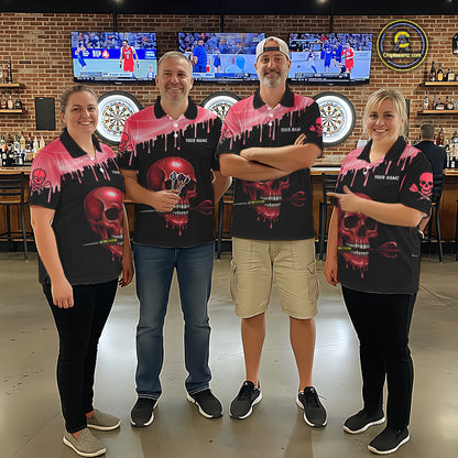 Custom Holographic Red Skull Darts Shirt 1/4-Zip For Men Light Skull Dart League Jerseys NYN2110