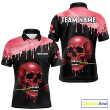 Load image into Gallery viewer, Custom Holographic Red Skull Darts Shirt Polo For Men Light Skull Dart League Jerseys NYN2110