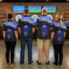 Load image into Gallery viewer, Custom Holographic Blue Skull Darts Shirt Polo For Men Light Skull Dart League Jerseys NYN2111