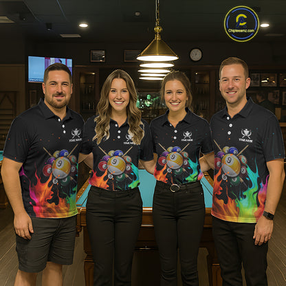 Splatter Paint Men's Billiard Ball Shirt Personalized 8 Ball Cue Billiard Team Shirt NYN2335